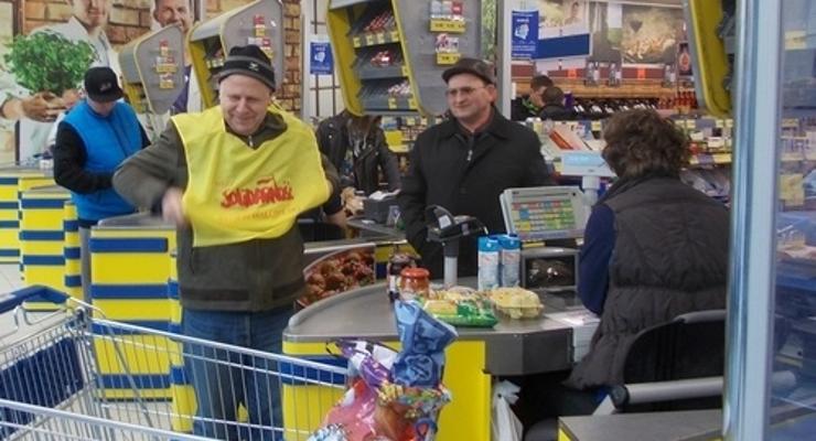 Związkowa akcja protestacyjna w Lidlu