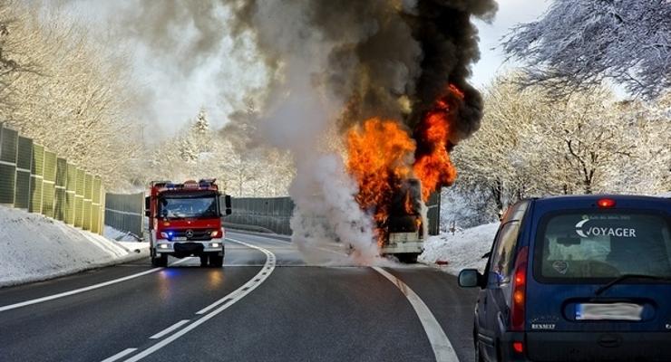 Pożar autobusu na obwodnicy