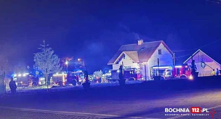 Pożar domu w Łapanowie