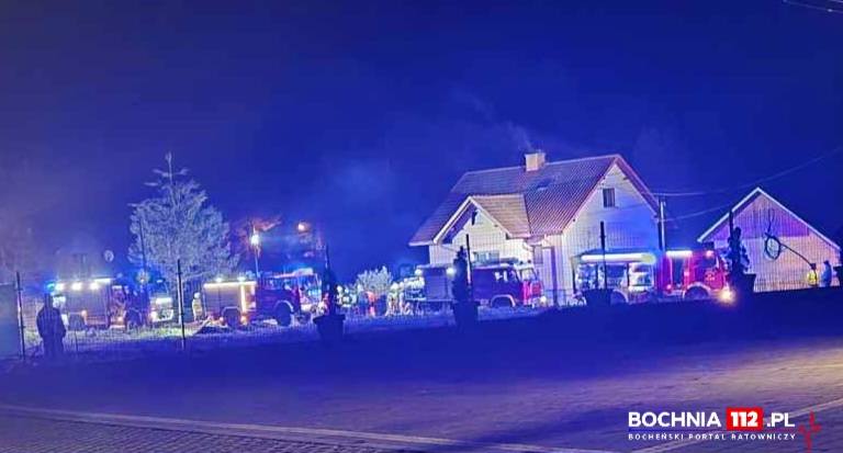 Pożar domu w Łapanowie